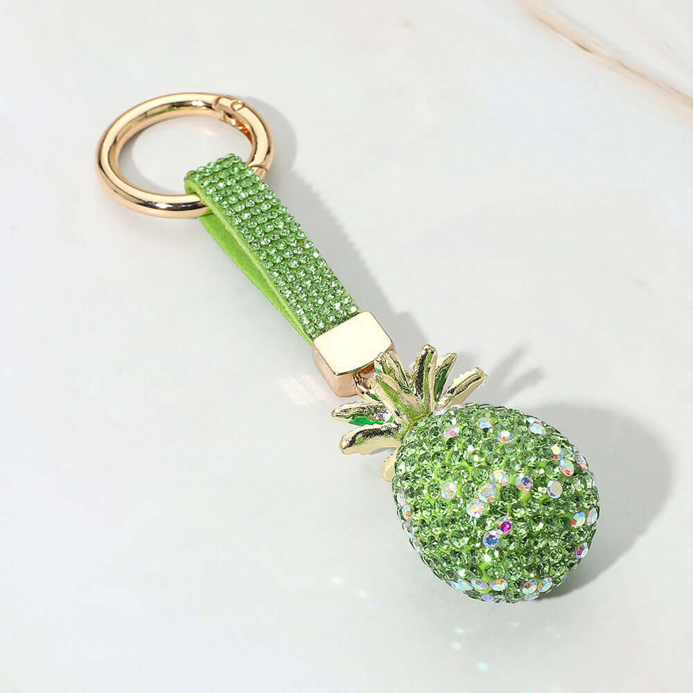 Bling Studded Green Pineapple Bag Charm / Keychain