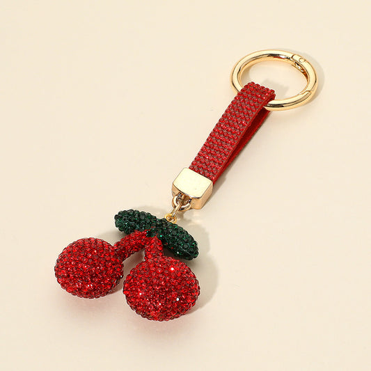 Bling Studded Red Cherry Bag Charm / Keychain