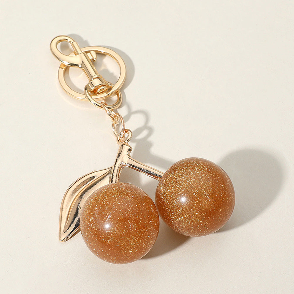 Glittered Gold Cherry Keychain / Bag Charm