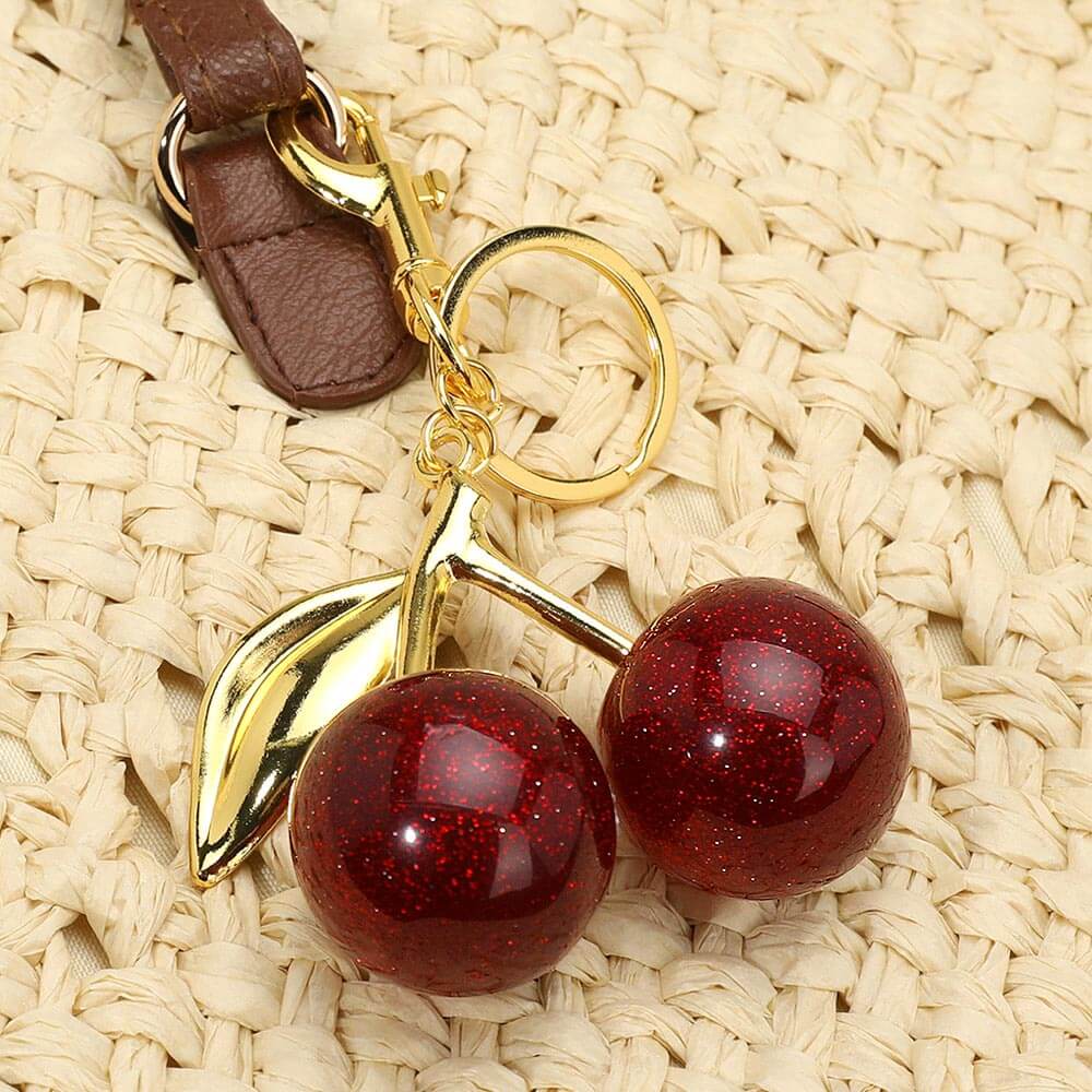 Glittered Red Cherry Keychain / Bag Charm