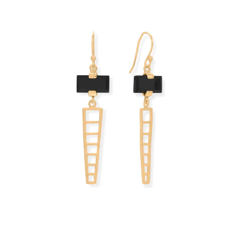 14 Karat Gold Plated Black Onyx Earrings-M H W ACCESSORIES - M H W ACCESSORIES LLC