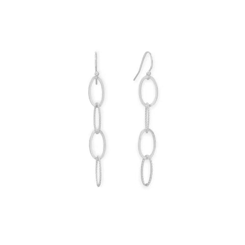 Sterling Silver Alternating Twist and Smooth Link French Wire Earrings - M H W ACCESSORIES LLC