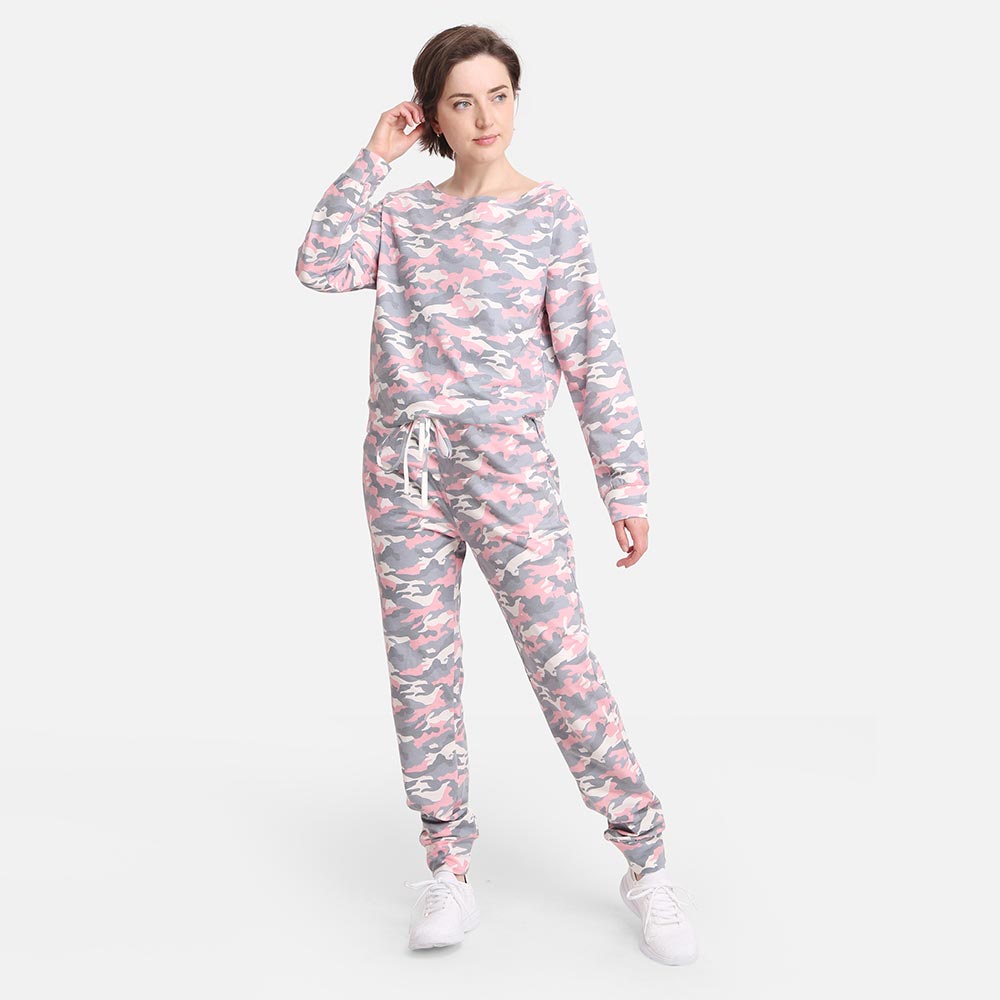 Pink Camouflage Patterned Loungewear Pants for Women M H W ACCESSORIES LLC Pink Camouflage Patterned Loungewear Pants for Women