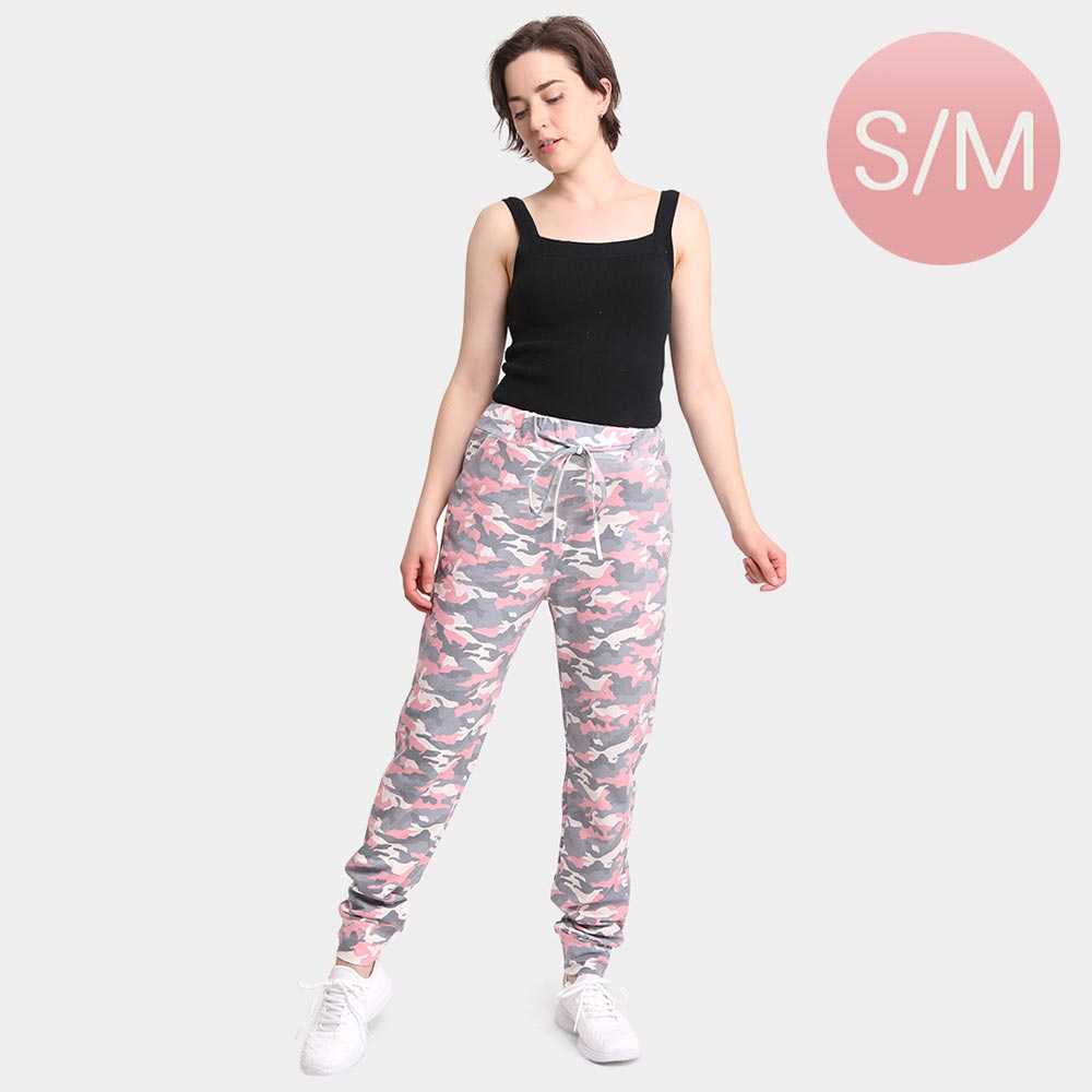 Pink Camouflage Patterned Loungewear Pants for Women-Small/Medium M H W ACCESSORIES LLC Pink Camouflage Patterned Loungewear Pants for Women-Small/Medium