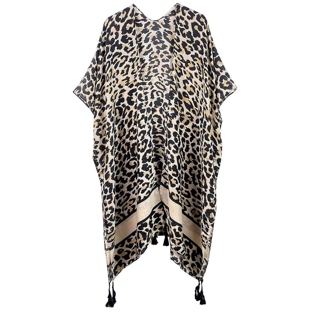 Leopard Animal Print Kimono Poncho - M H W ACCESSORIES LLC
