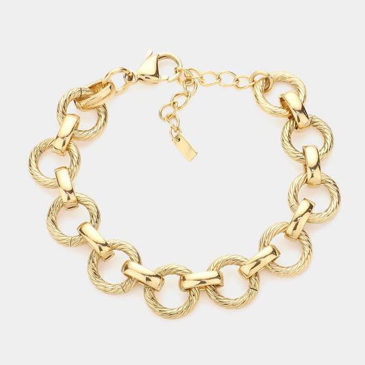 18K Gold Dipped Stainless Steel Premium Handmade Chain Link Bracelet - M H W ACCESSORIES LLC