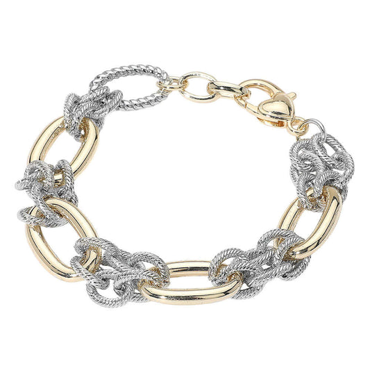 Women's 14K Gold Plated Two Tone Chain Bracelet