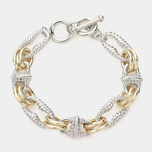 Silver and Gold Toggle Chain Bracelet-M H W ACCESSORIES - M H W ACCESSORIES LLC