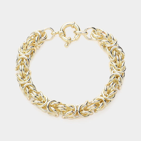 14K Gold Plated Chunky Hardware Metal Bracelet - M H W ACCESSORIES LLC