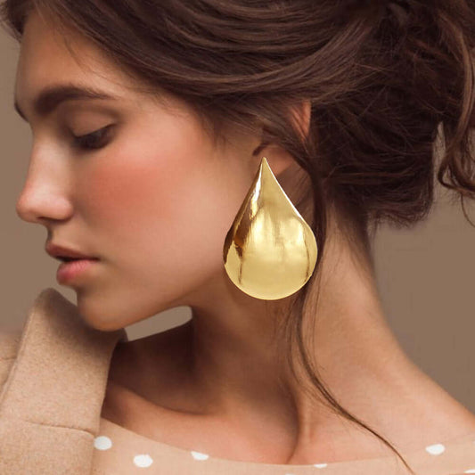Gold Metal Teardrop Earrings - M H W ACCESSORIES LLC