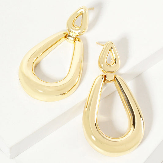 Gold Dipped Open Teardrop Dangle Earrings