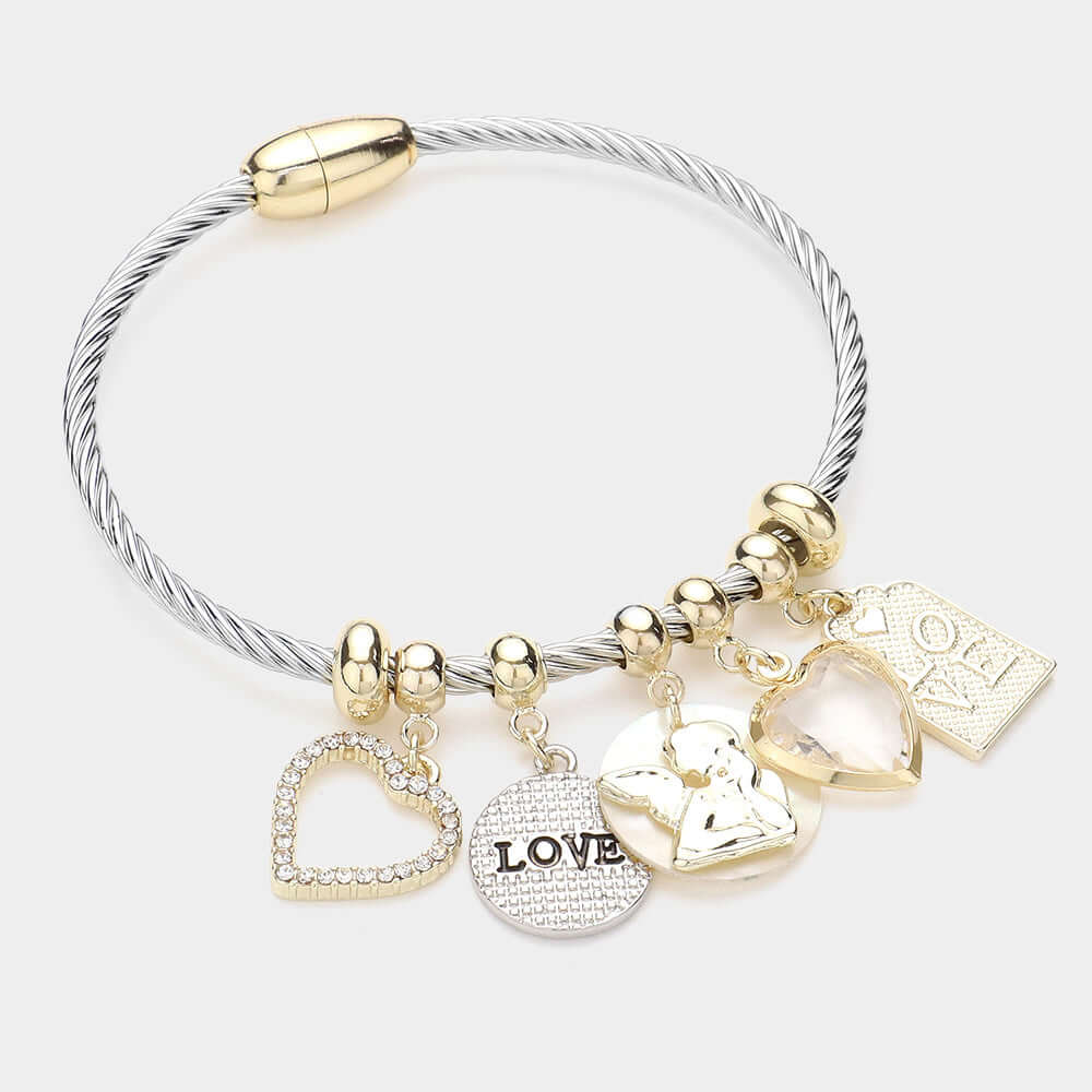 Angel Transparent Heart Cluster Charm Magnetic Bracelet - M H W ACCESSORIES LLC