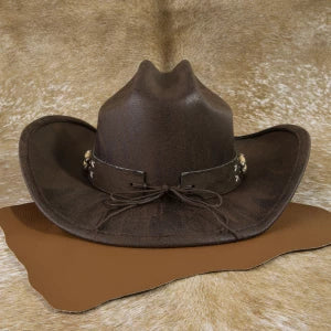 Longhorn Concho Dark Brown Band Western Cowboy Hat M H W ACCESSORIES LLC Longhorn Concho Dark Brown Band Western Cowboy Hat