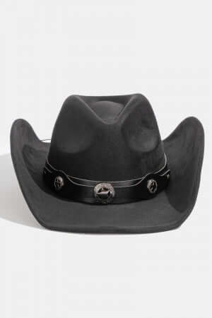 Black Engraved Western Stars Strap Western Cowboy Hat - M H W ACCESSORIES LLC