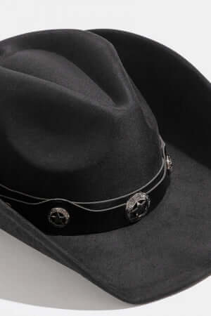 Black Engraved Western Stars Strap Western Cowboy Hat - M H W ACCESSORIES LLC