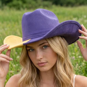 Purple & Gold Gameday Two Tone Block Western Cowboy Hat M H W ACCESSORIES LLC Purple & Gold Gameday Two Tone Block Western Cowboy Hat