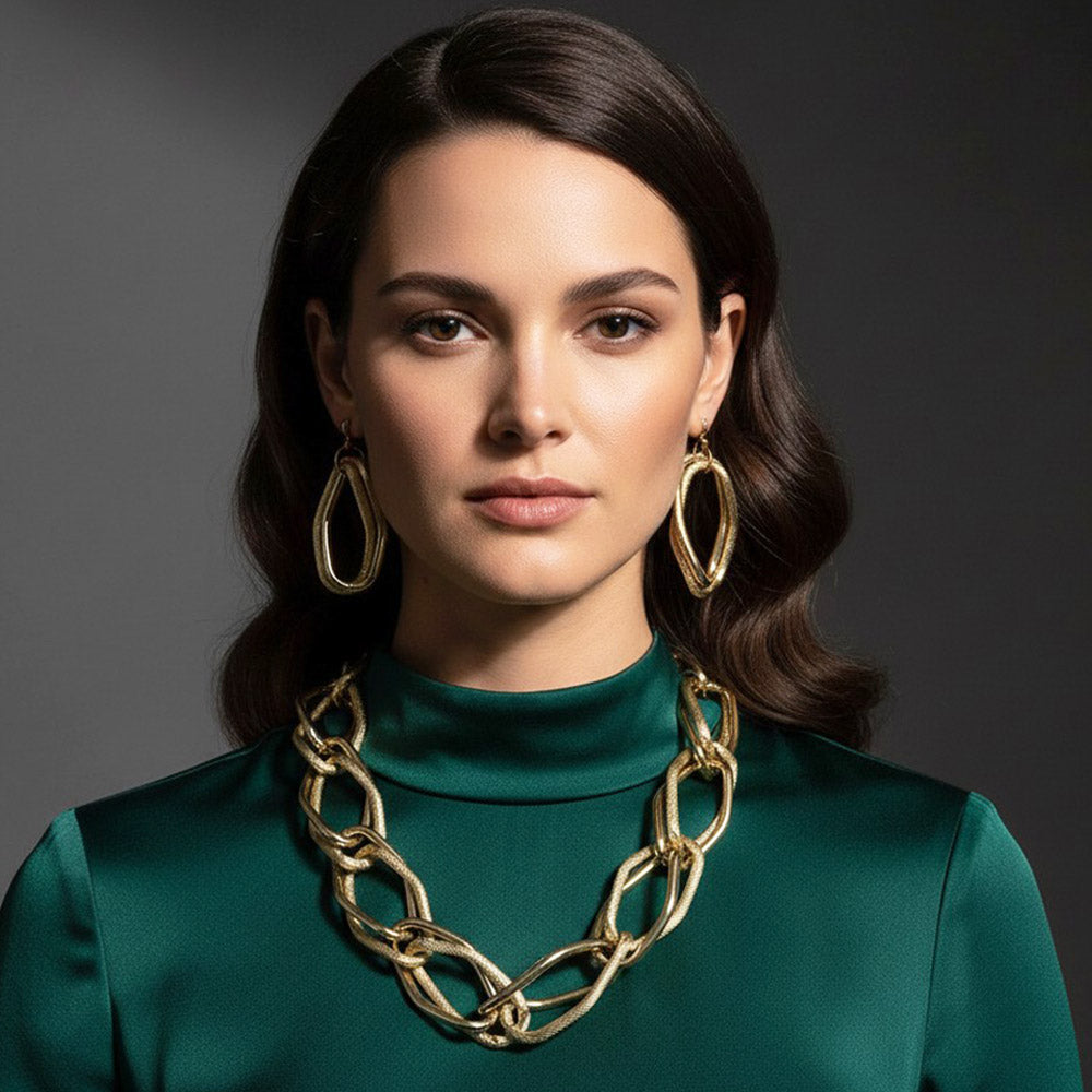 Bold Chunky Chain Link Statement Necklace for Women