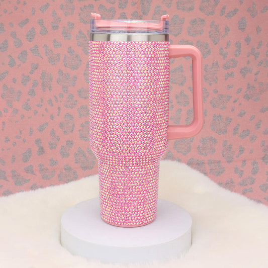 Pink Bling Studded 40oz Stainless Steel Tumbler - M H W ACCESSORIES LLC