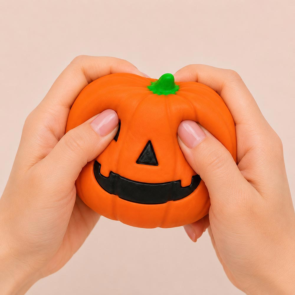 Halloween Orange Pumpkin Squeeze Squishy Stress Relief Toy M H W ACCESSORIES LLC Halloween Orange Pumpkin Squeeze Squishy Stress Relief Toy