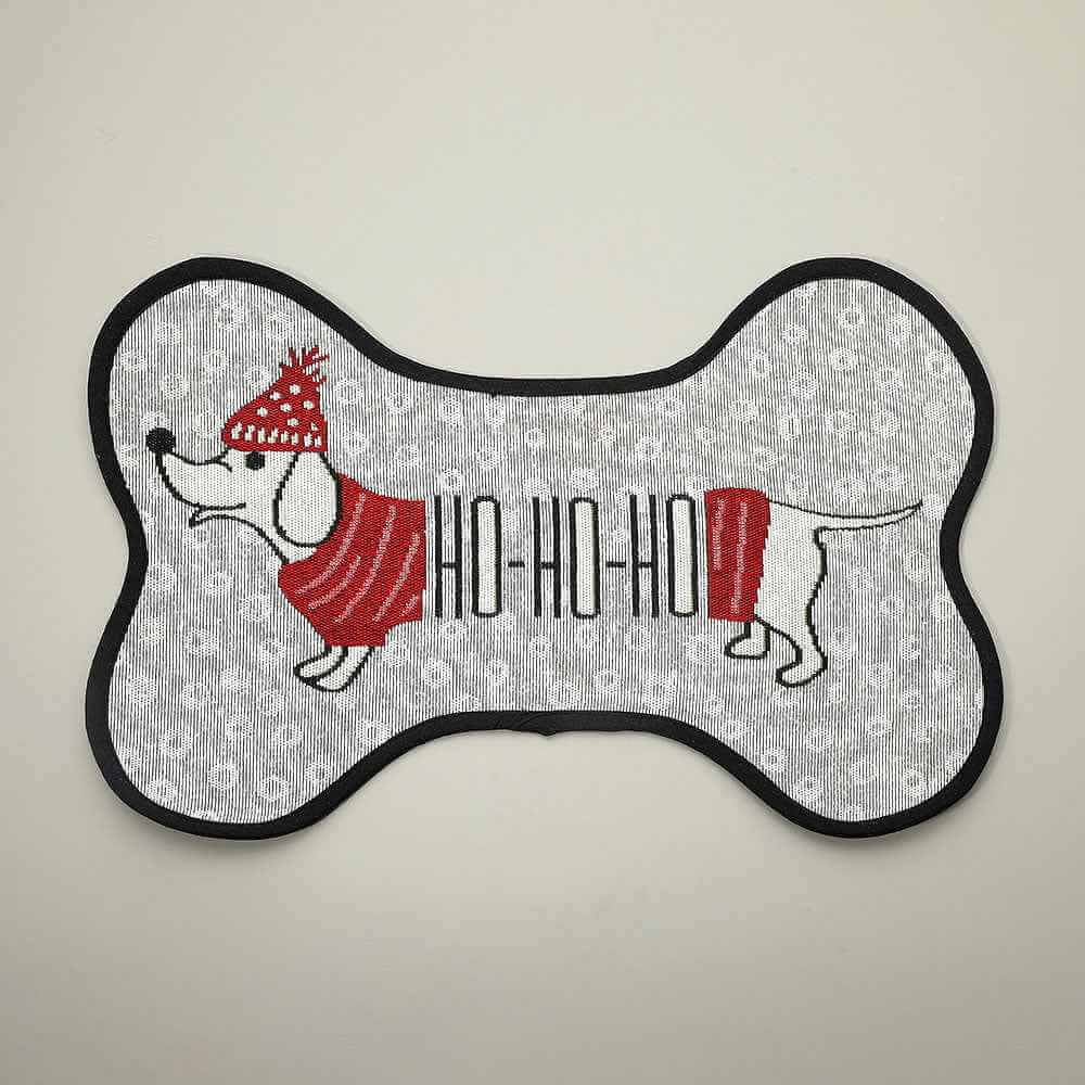 HOHOHO Message Holiday Dog Bone Shape Pet Bowl Mat