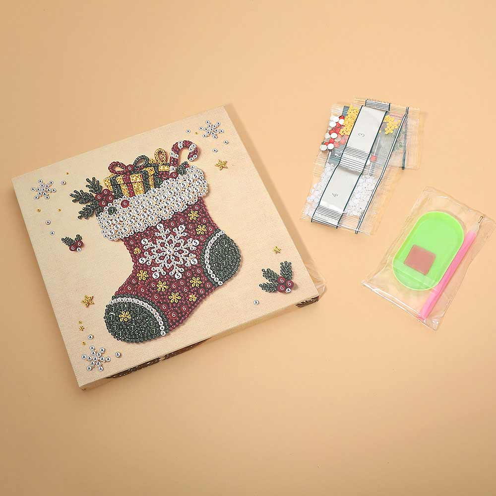 Christmas Stocking Rhinestone Art DIY Art Kit M H W ACCESSORIES LLC Christmas Stocking Rhinestone Art DIY Art Kit