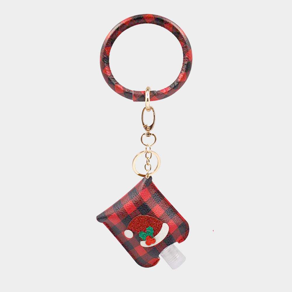 Santa Hat Faux Leather Case with Empty Hand Sanitizer Bottle Set Keychain M H W ACCESSORIES LLC Santa Hat Faux Leather Case with Empty Hand Sanitizer Bottle Set Keychain