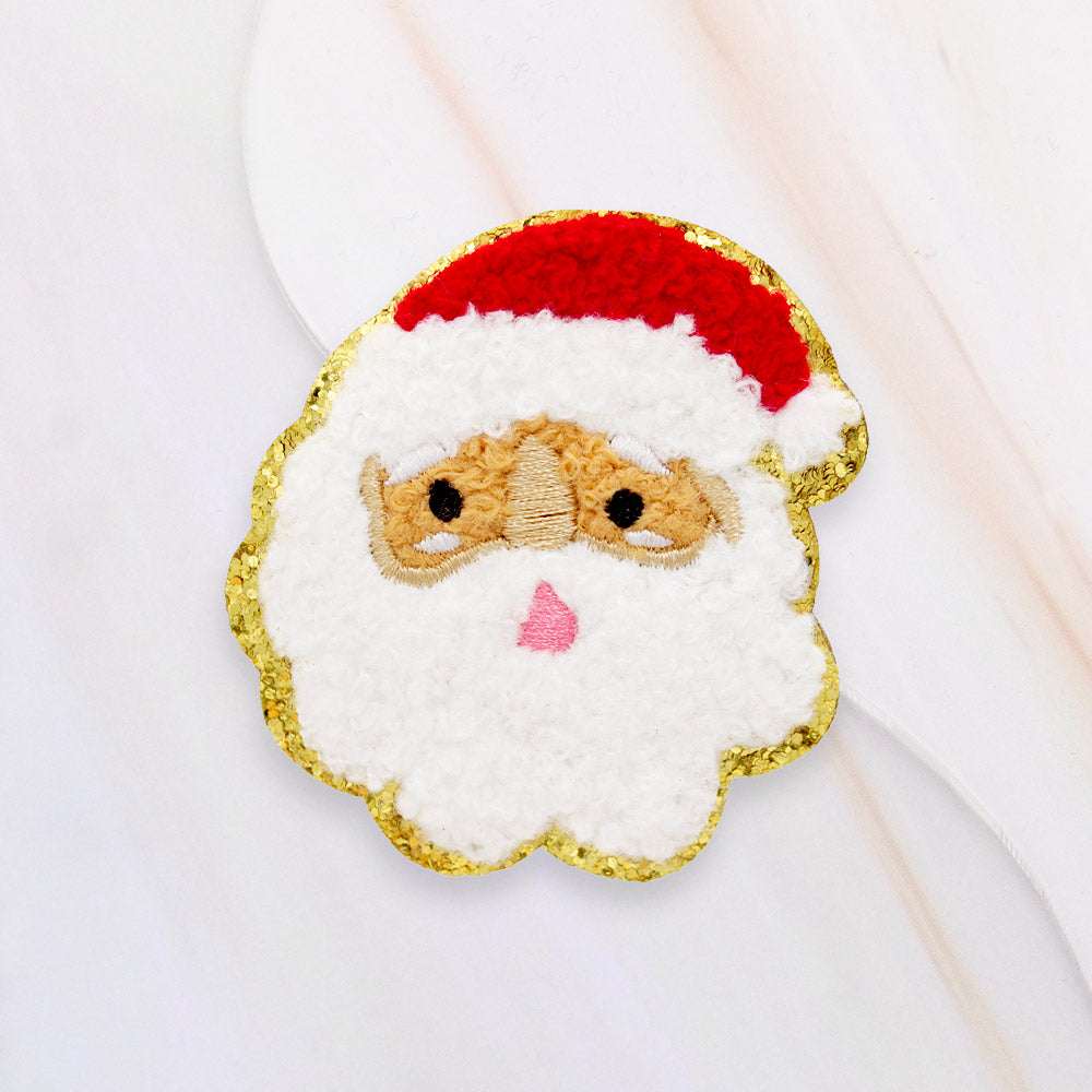 Santa Claus Red & White Iron On Patch M H W ACCESSORIES LLC Santa Claus Red & White Iron On Patch