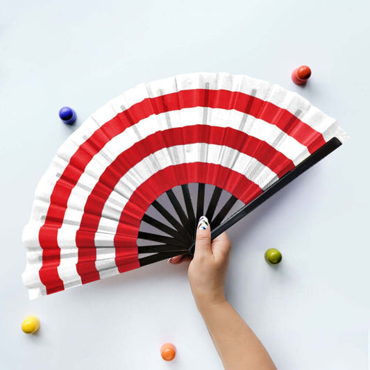 Red & White Plain Folding Line Dance Hand Fan