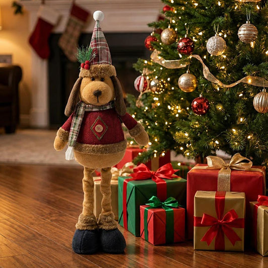 Adjustable-Leg Christmas Dog Figure For Holiday Home Decor M H W ACCESSORIES LLC Adjustable-Leg Christmas Dog Figure For Holiday Home Decor