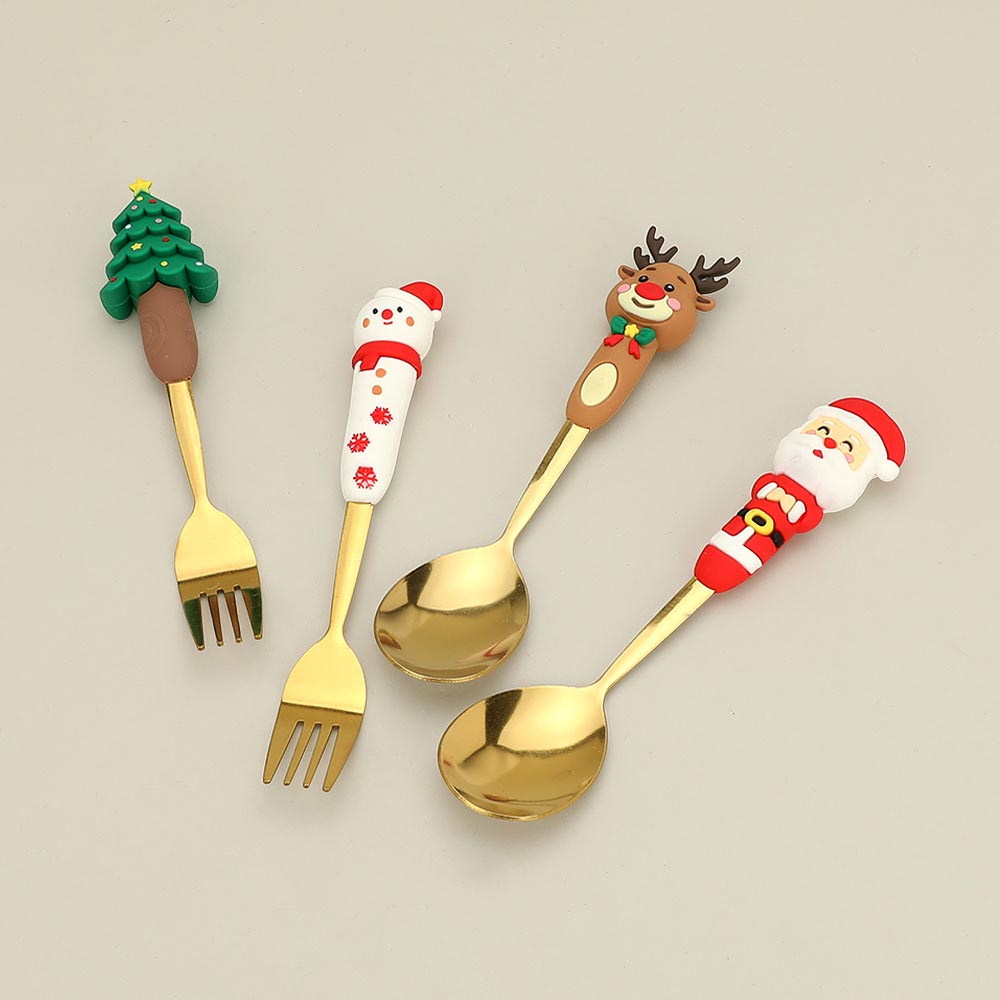 4PCS - Christmas Decoration Christmas Spoon and Fork Set M H W ACCESSORIES LLC 4PCS - Christmas Decoration Christmas Spoon and Fork Set