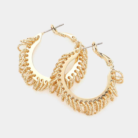 Metal Fringe Hoop Earrings- M H W ACCESSORIES - M H W ACCESSORIES LLC