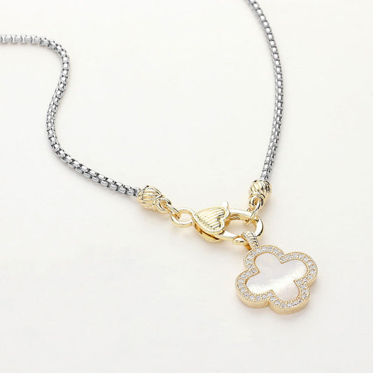 Mother Of Pearl Quatrefoil Pendant Necklace - M H W ACCESSORIES LLC