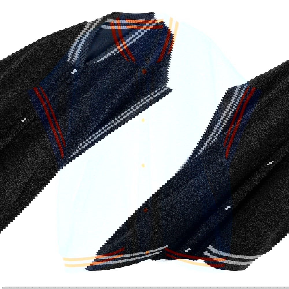 Navy & Orange College Game Day Sherpa Vest - M H W ACCESSORIES LLC