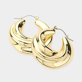 Gold Dipped Abstract Metal Hoop Earrings- M H W ACCESSORIES - M H W ACCESSORIES LLC