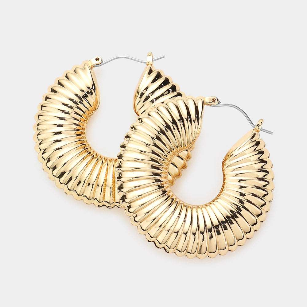 Gold Dipped Cable Metal Hoop Earrings - M H W ACCESSORIES - M H W ACCESSORIES LLC