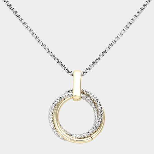 Gold Dipped Circle Of Love Pendant Necklace-M H W ACCESSORIES - M H W ACCESSORIES LLC
