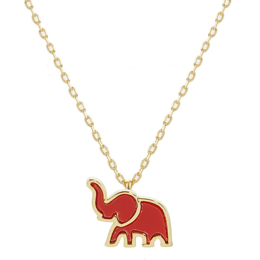 Red Gold Dipped Elephant Pendant Necklace-M H W ACCESSORIES - M H W ACCESSORIES LLC
