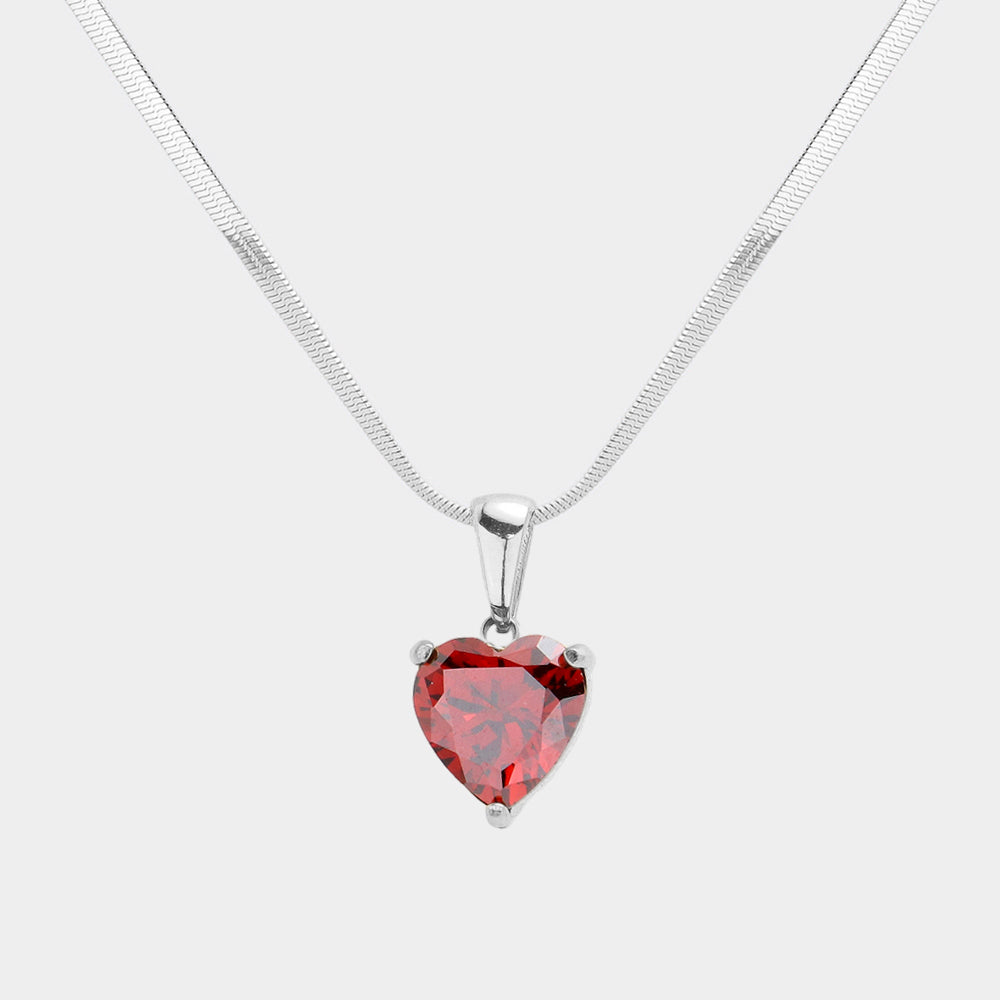 Stainless Steel Red Heart Pendant Necklace- M H W ACCESSORIES - M H W ACCESSORIES LLC