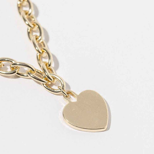 Pendant Gold Dipped Chunky Chain Heart Pendant Necklace