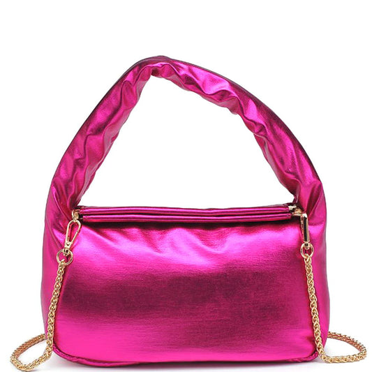 PINK METALLIC SMOOTH HANDLE BAG - M H W ACCESSORIES LLC