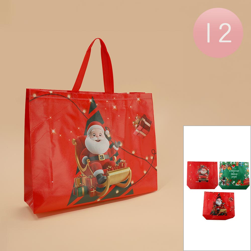 12PCS - Christmas Santa Print Reusable Gift Bags M H W ACCESSORIES LLC 12PCS - Christmas Santa Print Reusable Gift Bags