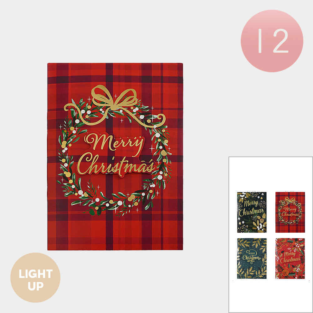12PCS - Light Up Merry Christmas Greeting Holiday Card Set M H W ACCESSORIES LLC 12PCS - Light Up Merry Christmas Greeting Holiday Card Set