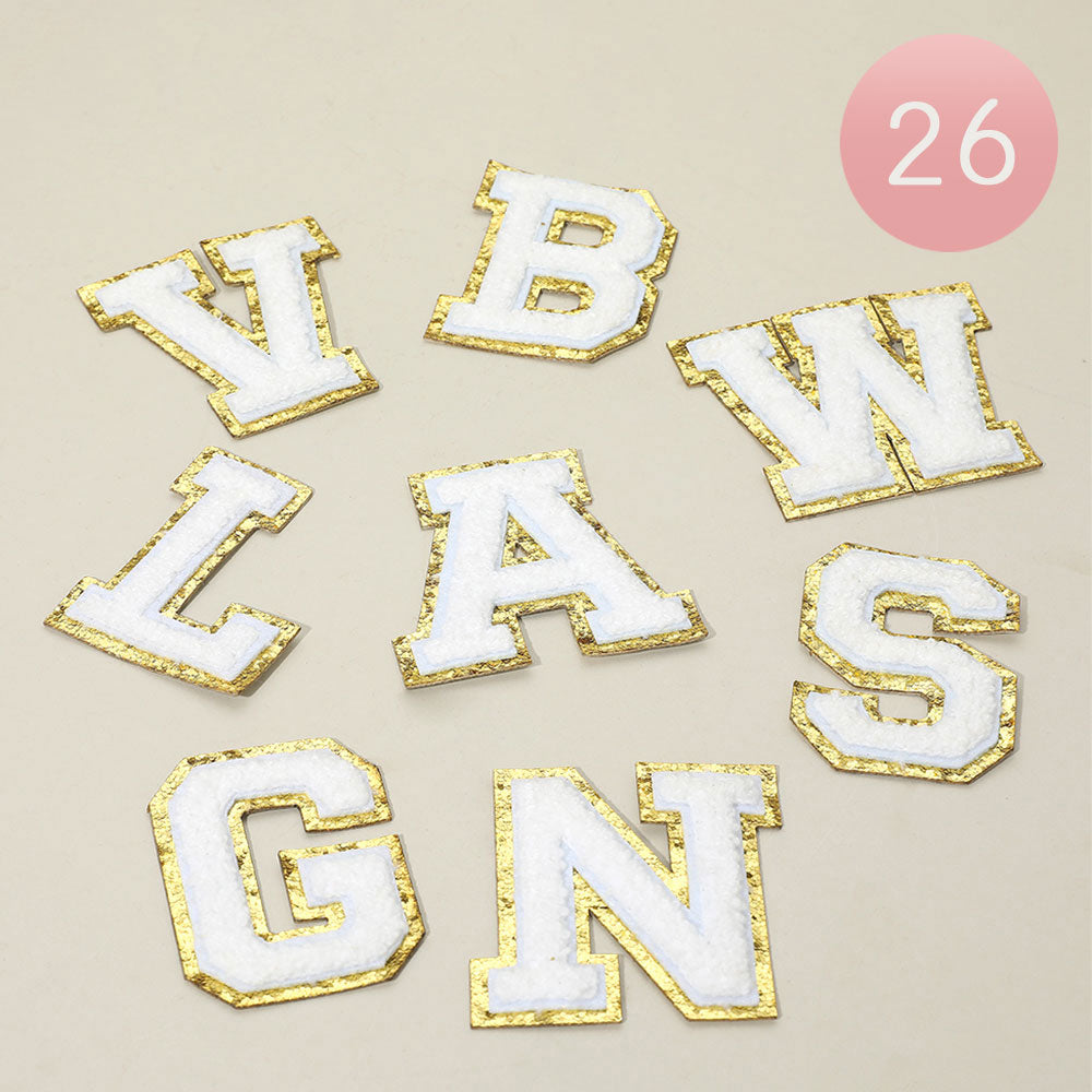 26PCS White & Gold  Iron On Patch Decorative Monogram Applique Patch M H W ACCESSORIES LLC