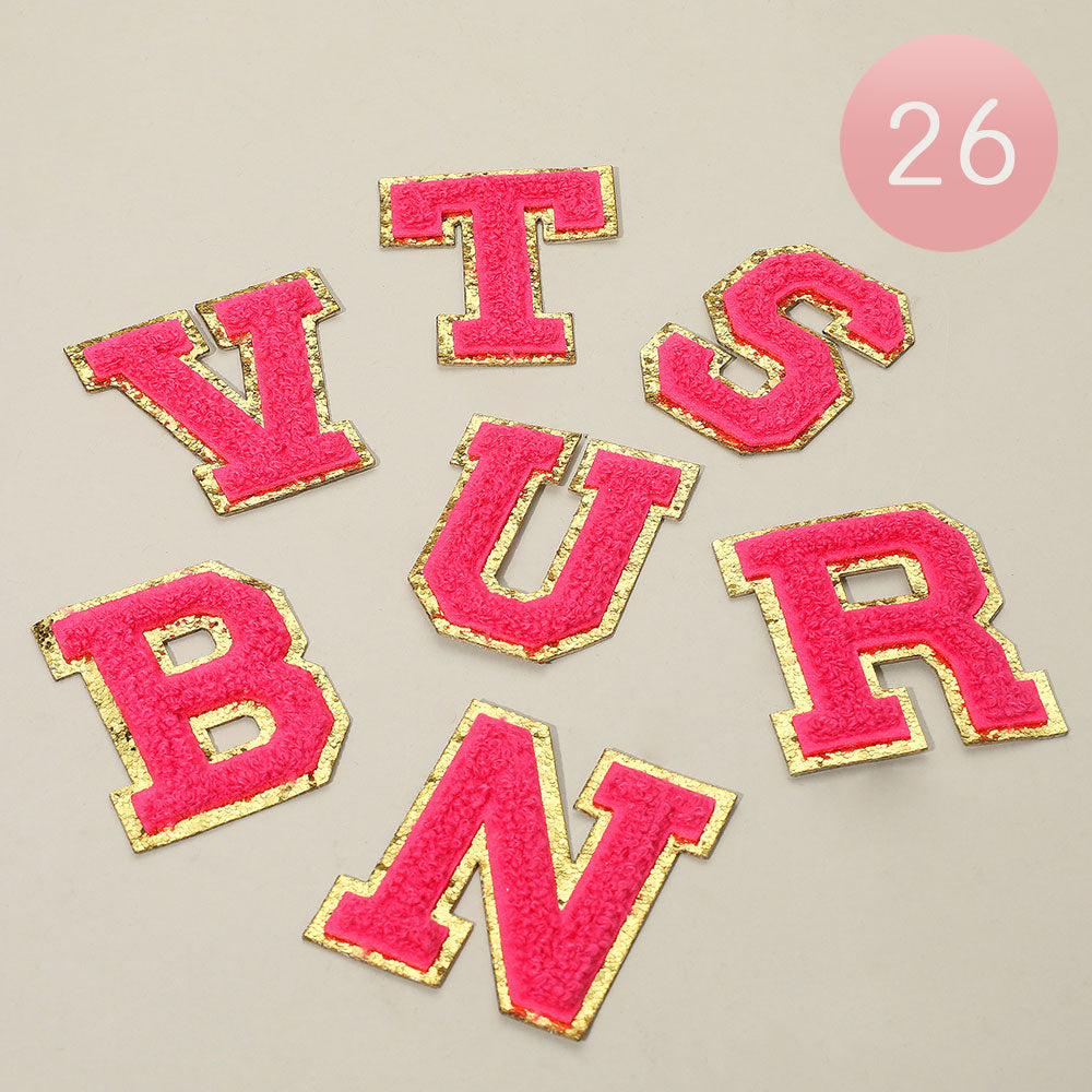 26PCS -Fuchsia & Gold  Iron On Decorative Monogram Applique Patch (Copy)