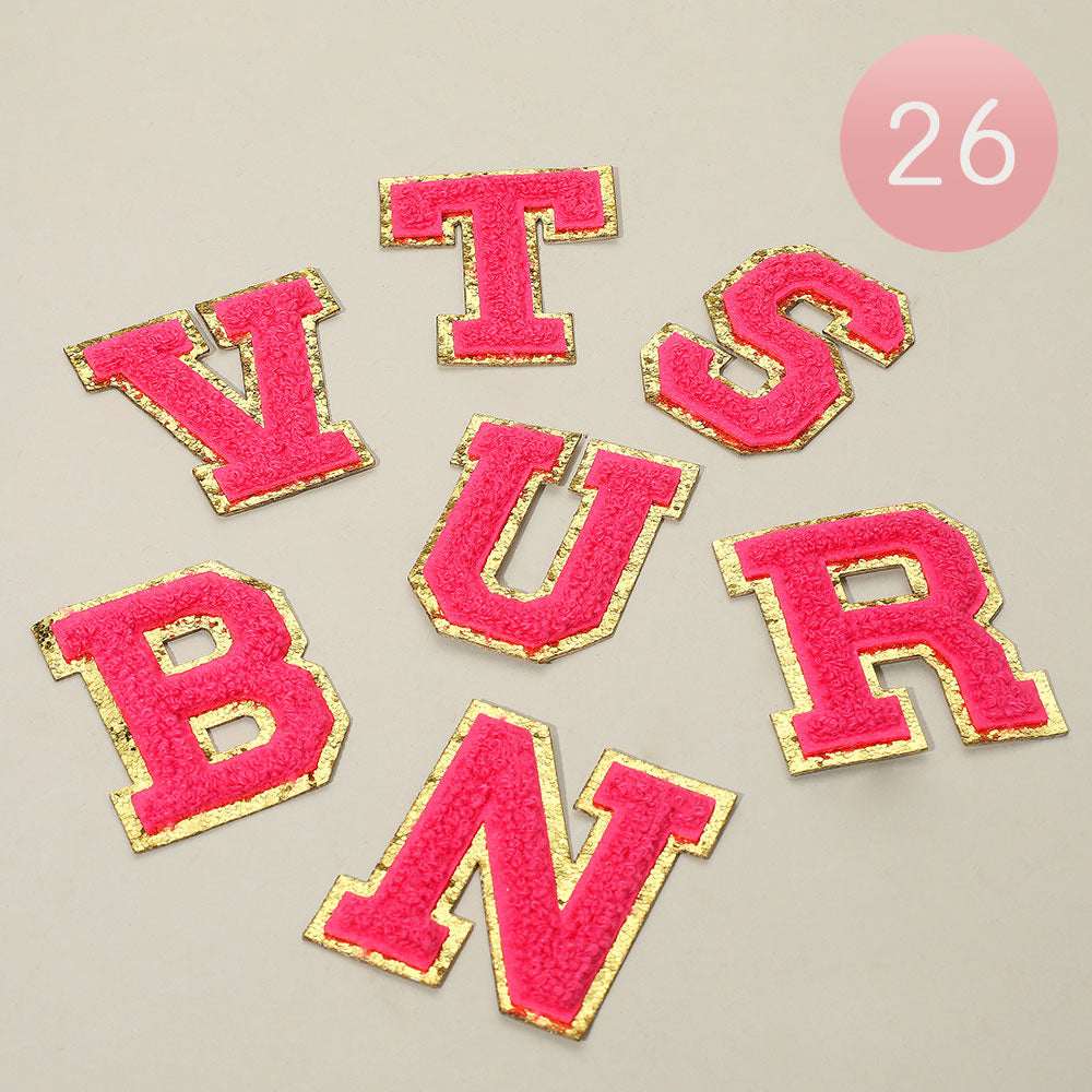 26PCS -Fuchsia & Gold  Iron On Patch Decorative Monogram Applique Patch (Copy) M H W ACCESSORIES LLC 26PCS -Fuchsia & Gold  Iron On Patch Decorative Monogram Applique Patch (Copy)