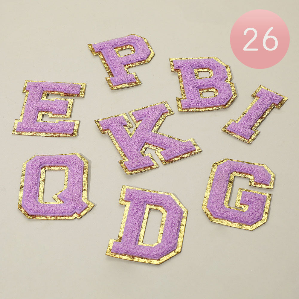 26PCS -Purple & Gold  Iron On Decorative Monogram Applique Patch