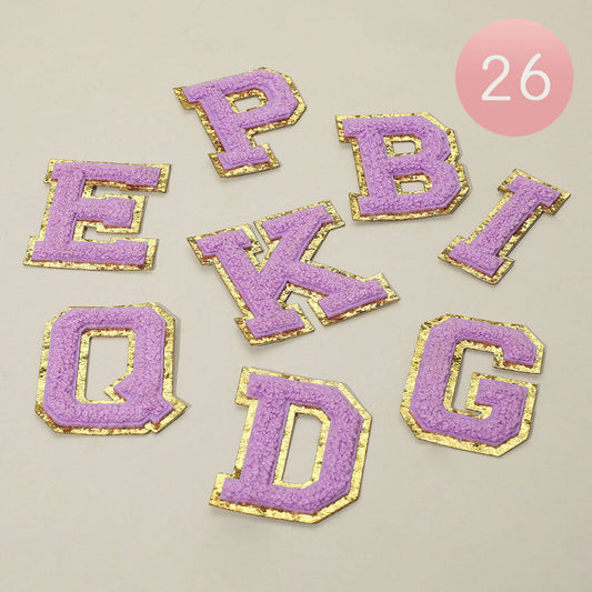 26PCS -Purple & Gold  Iron On Patch  Decorative Monogram Applique Patch M H W ACCESSORIES LLC 26PCS -Purple & Gold  Iron On Patch  Decorative Monogram Applique Patch