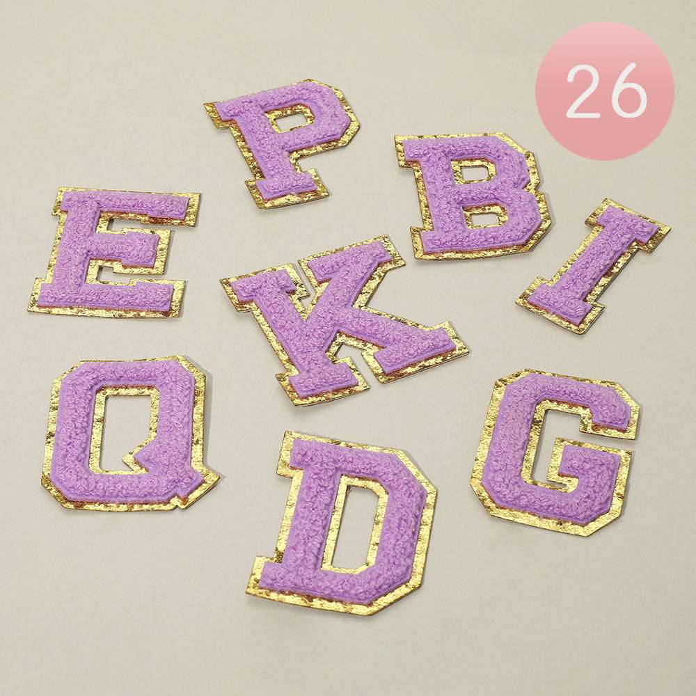 26PCS -Purple & Gold  Iron On Patch  Decorative Monogram Applique Patch M H W ACCESSORIES LLC 26PCS -Purple & Gold  Iron On Patch  Decorative Monogram Applique Patch