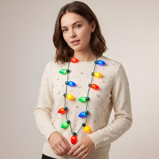 12PCS - LED Light Up Holiday Christmas Light Bulb String Necklace M H W ACCESSORIES LLC 12PCS - LED Light Up Holiday Christmas Light Bulb String Necklace