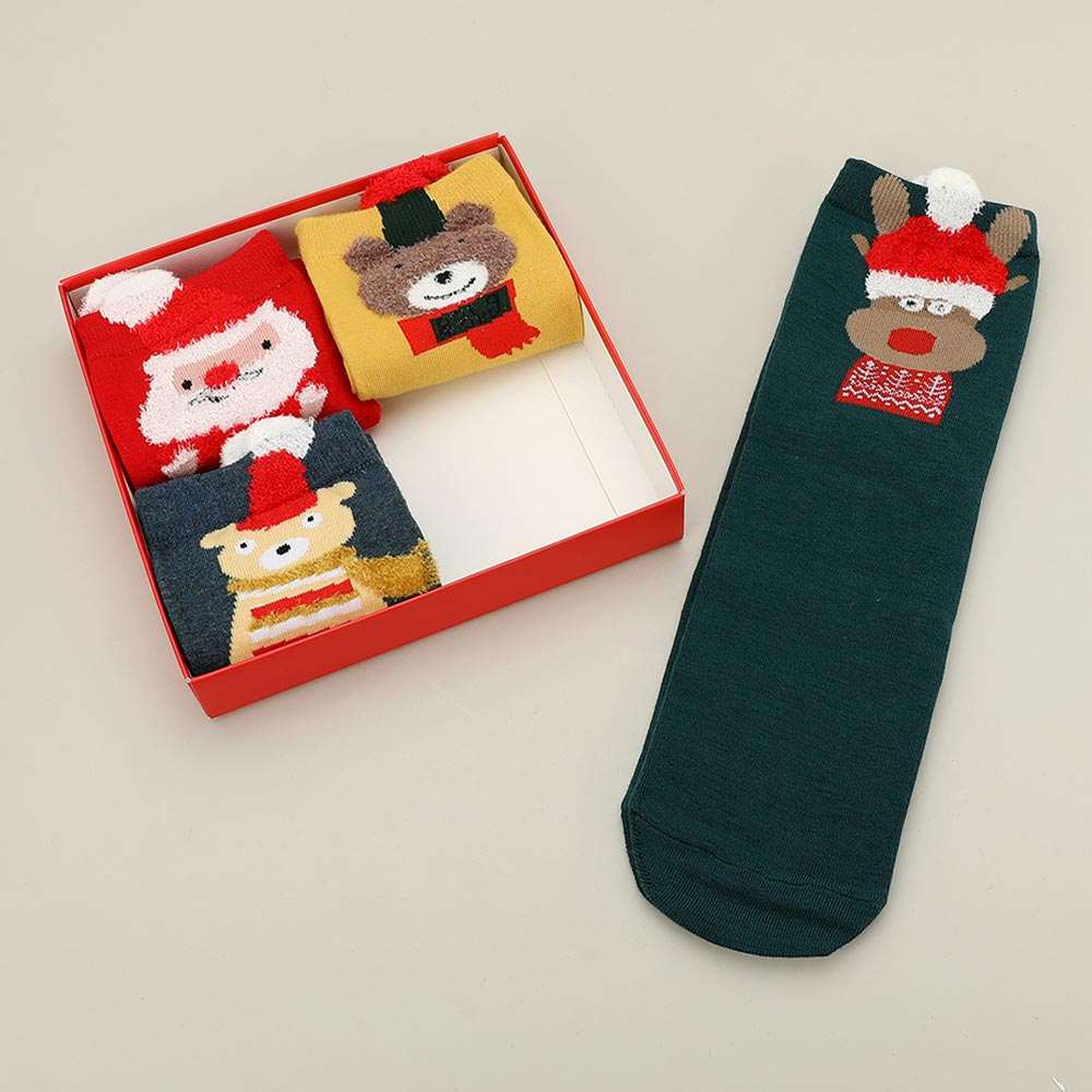 4Pairs - Holiday Character Printed Christmas Bundle Gift Socks Set M H W ACCESSORIES LLC 4Pairs - Holiday Character Printed Christmas Bundle Gift Socks Set